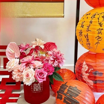 Decorațiune de nuntă în stil chinezesc pentru cameră — pandantiv cu simbolul fericirii, material hârtie, marcă Yisheng, categorie: Cuvinte fericite