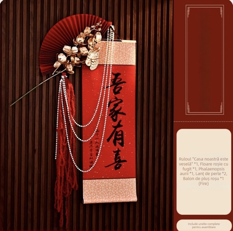 Decorațiune de nuntă în stil chinezesc pentru cameră — pandantiv cu simbolul fericirii, material hârtie, marcă Yisheng, categorie: Cuvinte fericite