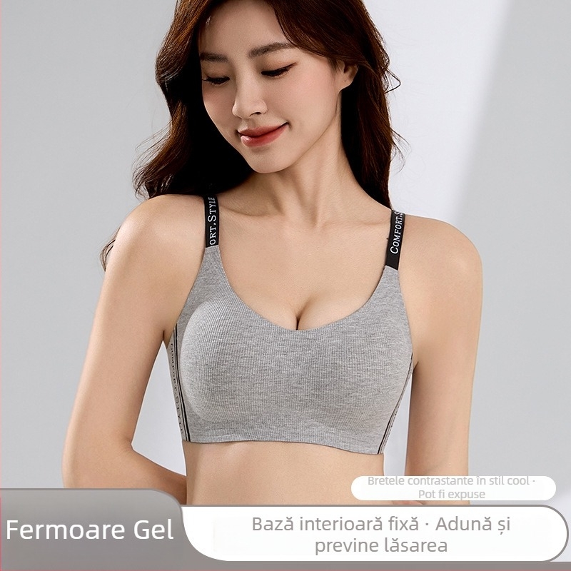 Sutien sport din nylon, cupă 3/4, cupă ușor modelată, căptușeală din spandex, bretele fixe, închidere în spate cu trei rânduri de clipsuri, funcții: strângere, fără urme, confort