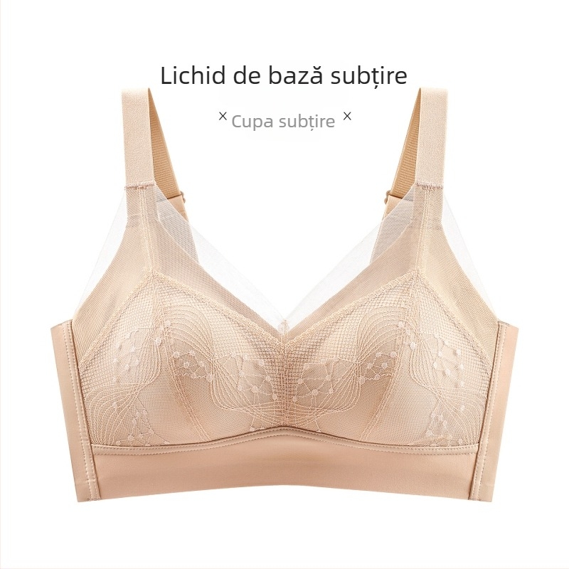 Sutien cu cupă completă, material principal spandex, căptușeală modală, bretele fixe, închidere cu patru rânduri de catarame