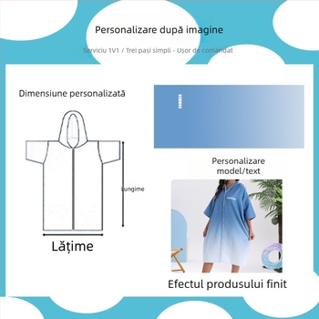 Prosop-poncho uscat rapid pentru surfing și înot, halat de baie unisex, fibre ultra-fine, 300–400 g, fire 150d, imprimare, personalizare disponibilă