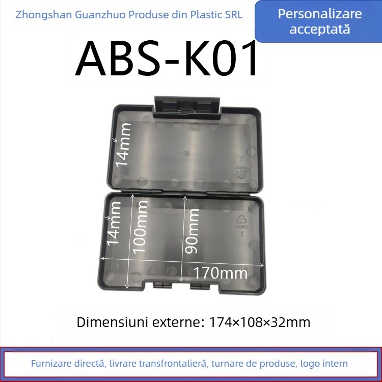 Cutie de depozitare din ABS cu capac pentru organizarea uneltelor, cutie de ambalare, brand War shield, imprimare siglei disponibilă