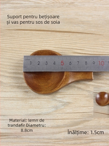 Farfurie rotundă din lemn pentru sos, suprafață vopsită cu spray, model solid, stil modern minimalist