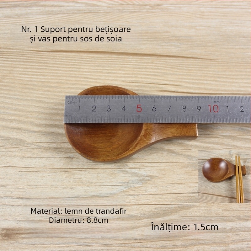 Farfurie rotundă din lemn pentru sos, suprafață vopsită cu spray, model solid, stil modern minimalist