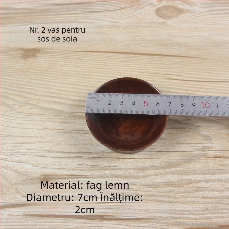 Farfurie rotundă din lemn pentru sos, suprafață vopsită cu spray, model solid, stil modern minimalist