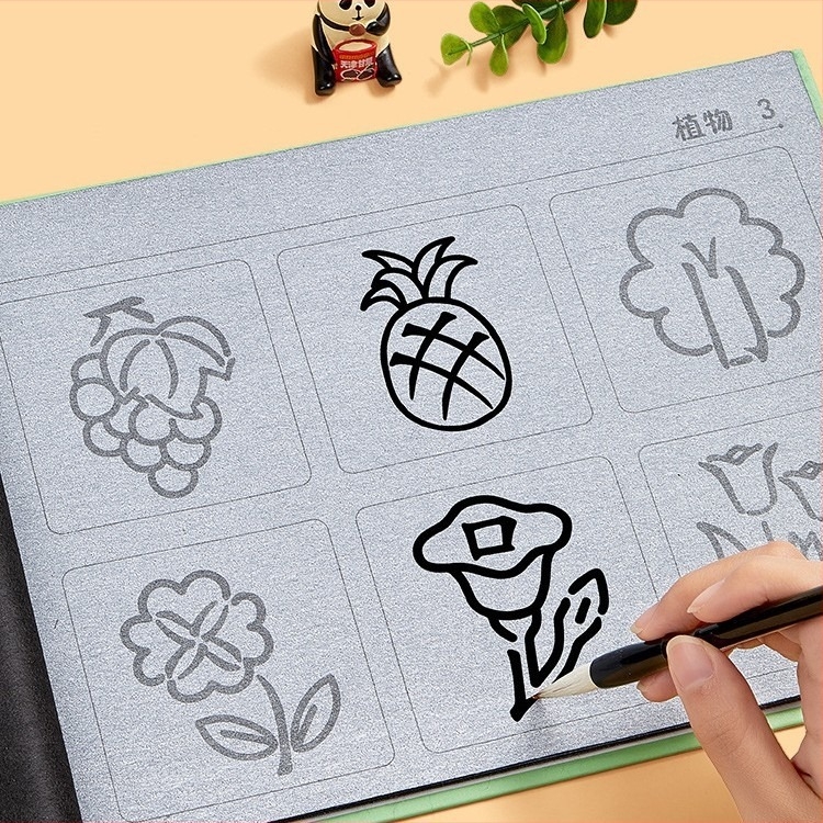 Liupin Hall Set pentru copii – Țesătură de scriere cu apă, material nețesut, formă dreptunghiulară, design cu animale, exerciții de trasare