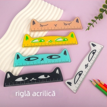 Riglă acrilică, instrument de desen multifuncțional cu motiv de animal, model Ruler 003, ambalaj în punguță, personalizare disponibilă, imprimare logo inclusă