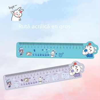 Riglă acrilică, instrument de desen multifuncțional cu motiv de animal, model Ruler 003, ambalaj în punguță, personalizare disponibilă, imprimare logo inclusă