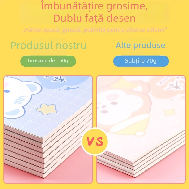 Carte de schițe pentru desen – iepure drăguț și pisică leneșă, temă premiu pentru profesor (Model: YH-A4; Copertă: hârtie; Legare: foi libere; Hârtie: schițe; 150 gsm; Greutate: ~298 g; Stil: 23169906718)