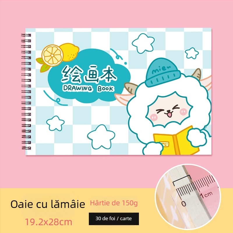Carte de schițe pentru desen – iepure drăguț și pisică leneșă, temă premiu pentru profesor (Model: YH-A4; Copertă: hârtie; Legare: foi libere; Hârtie: schițe; 150 gsm; Greutate: ~298 g; Stil: 23169906718)