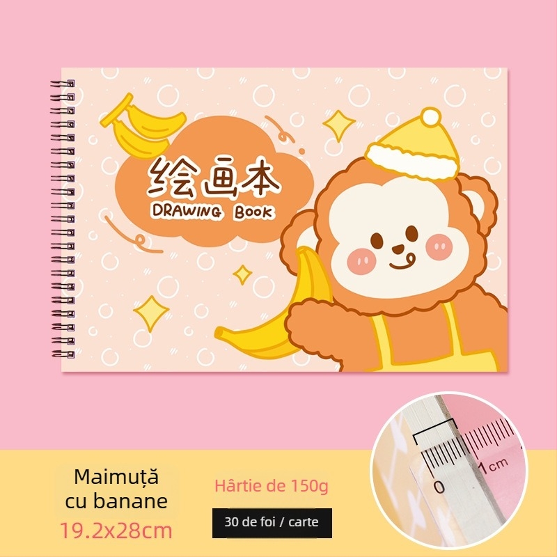 Carte de schițe pentru desen – iepure drăguț și pisică leneșă, temă premiu pentru profesor (Model: YH-A4; Copertă: hârtie; Legare: foi libere; Hârtie: schițe; 150 gsm; Greutate: ~298 g; Stil: 23169906718)