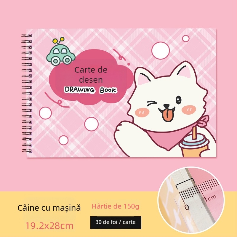 Carte de schițe pentru desen – iepure drăguț și pisică leneșă, temă premiu pentru profesor (Model: YH-A4; Copertă: hârtie; Legare: foi libere; Hârtie: schițe; 150 gsm; Greutate: ~298 g; Stil: 23169906718)