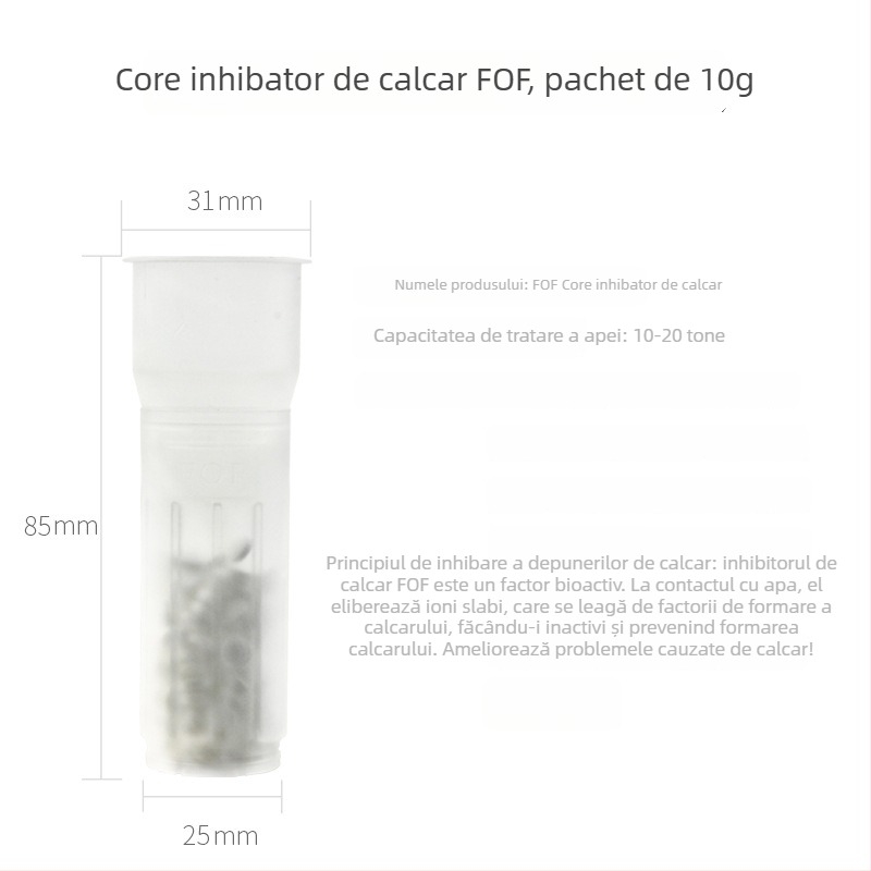 FOF nucleu inhibator de scală fără fosfor pentru filtru frontal – capacitate 5 g/10 g, locație gaură centrală, pentru purificatoare de apă casnice