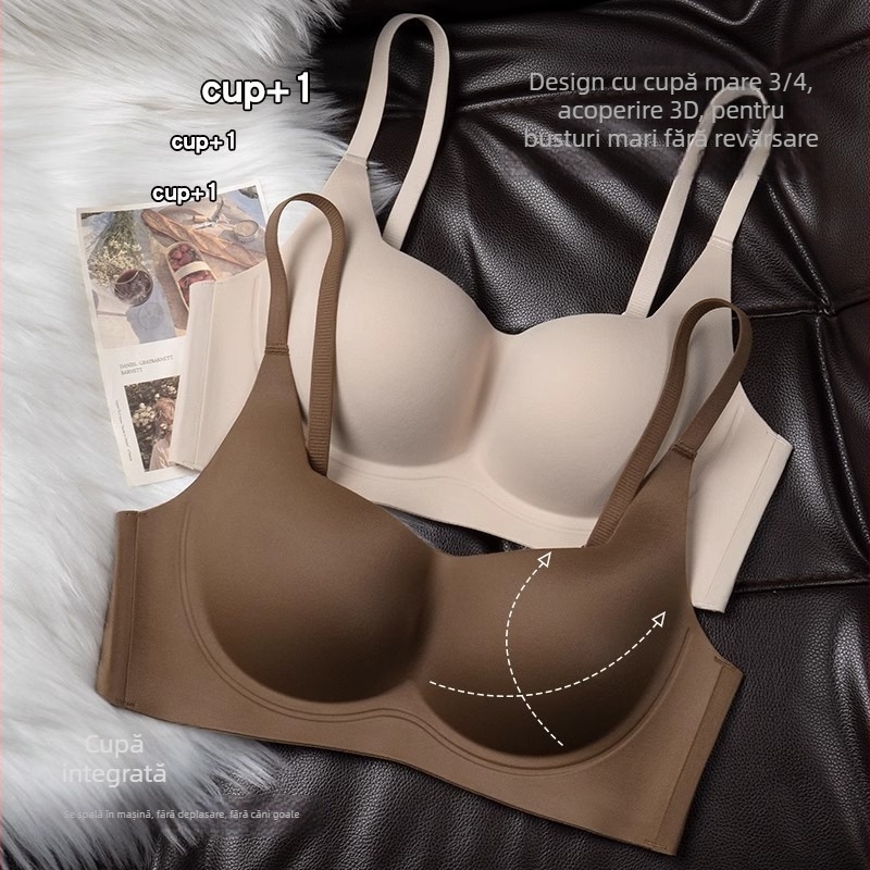 Sutien din nylon, cupă 3/4, cupă turnată cu partea superioară subțire și partea inferioară mai groasă, bretele fixe în dublu, închidere cu patru rânduri de cârlige la spate