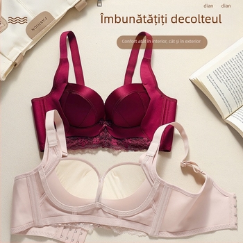 Sutien pentru femei cu sâni mici, Nylon, cupă 3/4, Push-Up cu susținere laterală, bretele reglabile, închidere spate cu patru rânduri de cârlige
