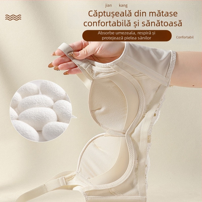 Sutien pentru femei cu sâni mici, Nylon, cupă 3/4, Push-Up cu susținere laterală, bretele reglabile, închidere spate cu patru rânduri de cârlige