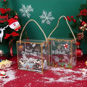 Cutie transparentă de cadouri portabilă pentru biscuiți crocanți din orez lipicios – plastic, imprimare plată, ambalare din carton, Origine: Wenzhou