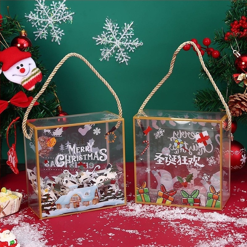 Cutie transparentă de cadouri portabilă pentru biscuiți crocanți din orez lipicios – plastic, imprimare plată, ambalare din carton, Origine: Wenzhou