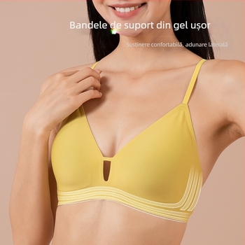Sutien wireless, fără cusături, cupe subțiri modelate, bretele detașabile duble, cupă completă, închidere laterală, nylon respirabil
