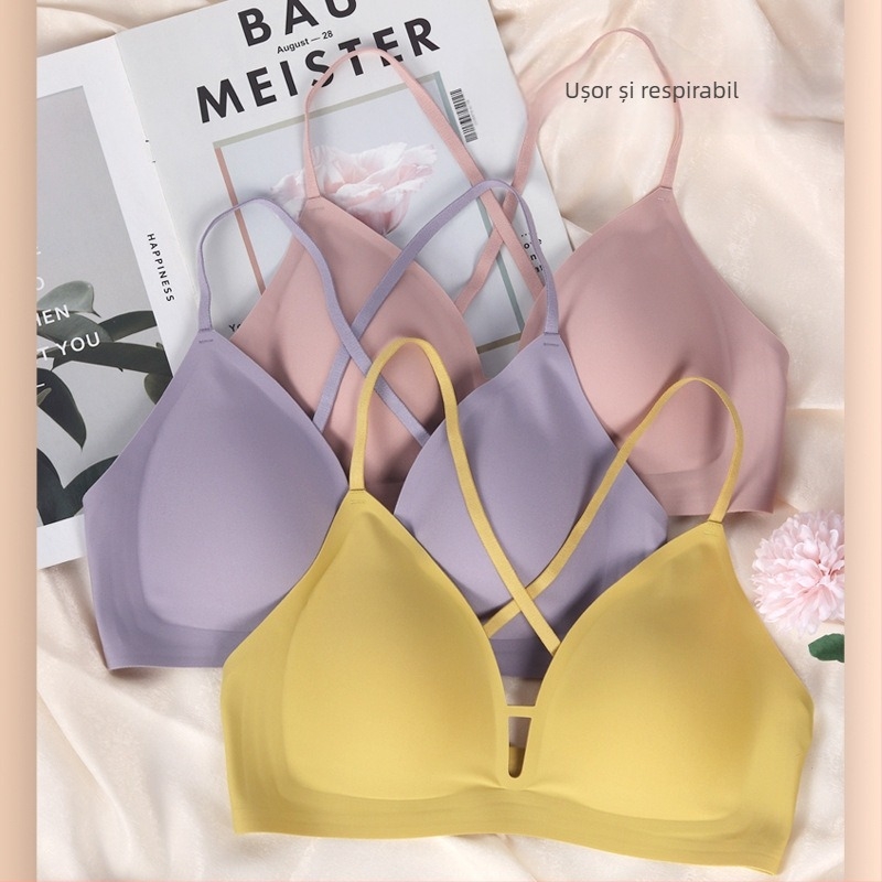 Sutien wireless, fără cusături, cupe subțiri modelate, bretele detașabile duble, cupă completă, închidere laterală, nylon respirabil