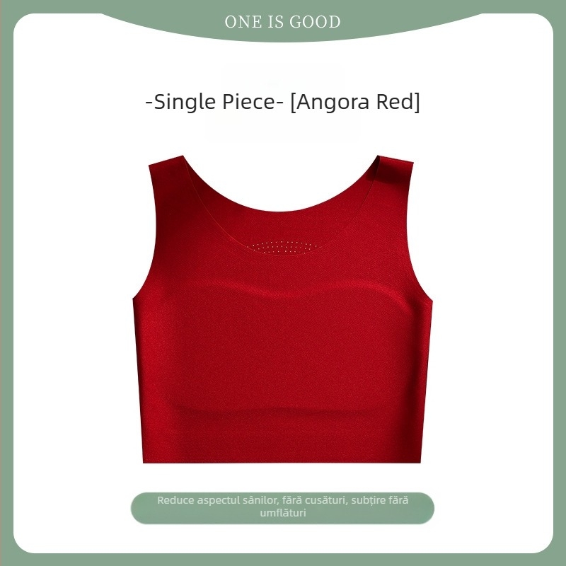 Sutien-vest fără cusături, respirabil și confortabil, cu bretele fixe duble, cupe subțiri modelate, căptușeală din bumbac, material nylon-spandex