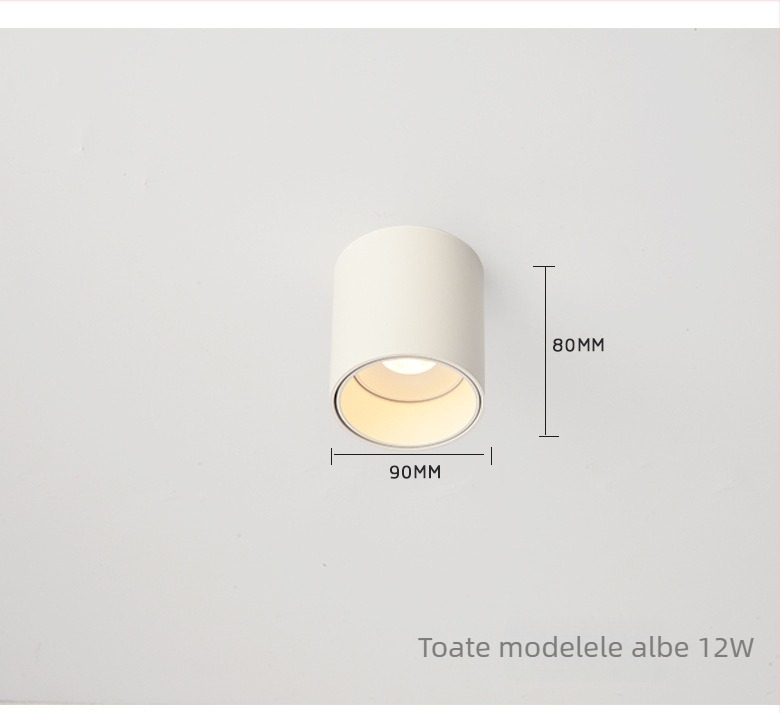 Pinton LED downlight circular cu montaj deschis, carcasă din aluminiu, 220V, CRI ≥ 90