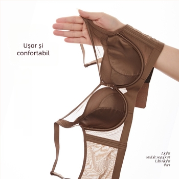 Sutien din modal cu finisaj satin, cupă din nylon turnat, inel din oțel cu memorie pentru susținere, închidere la spate cu patru rânduri de cârlige, design respirabil