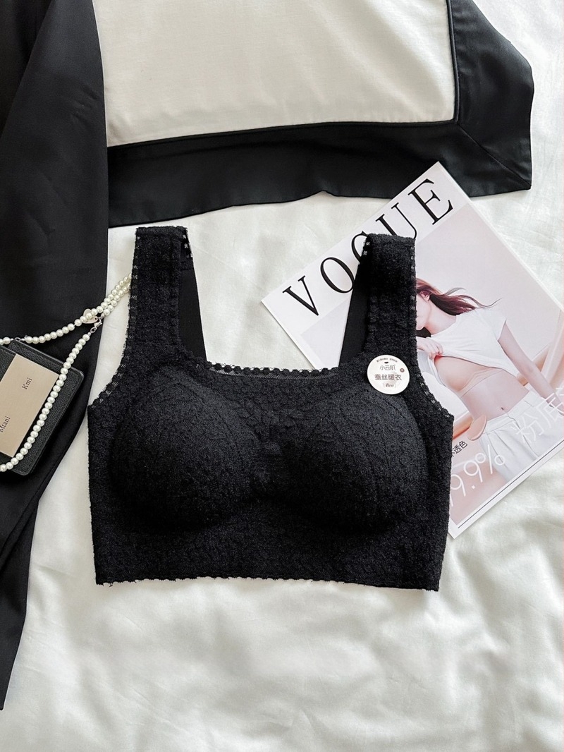 Bustier dantelat cu spate frumos, decolteu pătrat, cupe fixate, cupe turnate subțiri cu căptușeală din bumbac