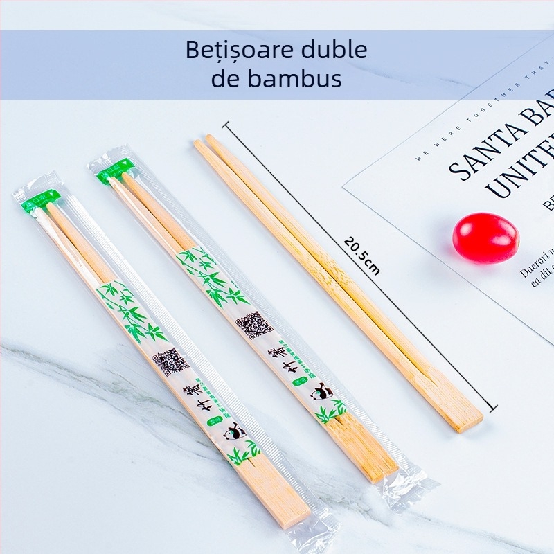 Bețișoare de bambus, de unică folosință, ambalate individual în pungile OPP — vârfuri rotunde igienice, compatibile cu microunde, personalizare logo