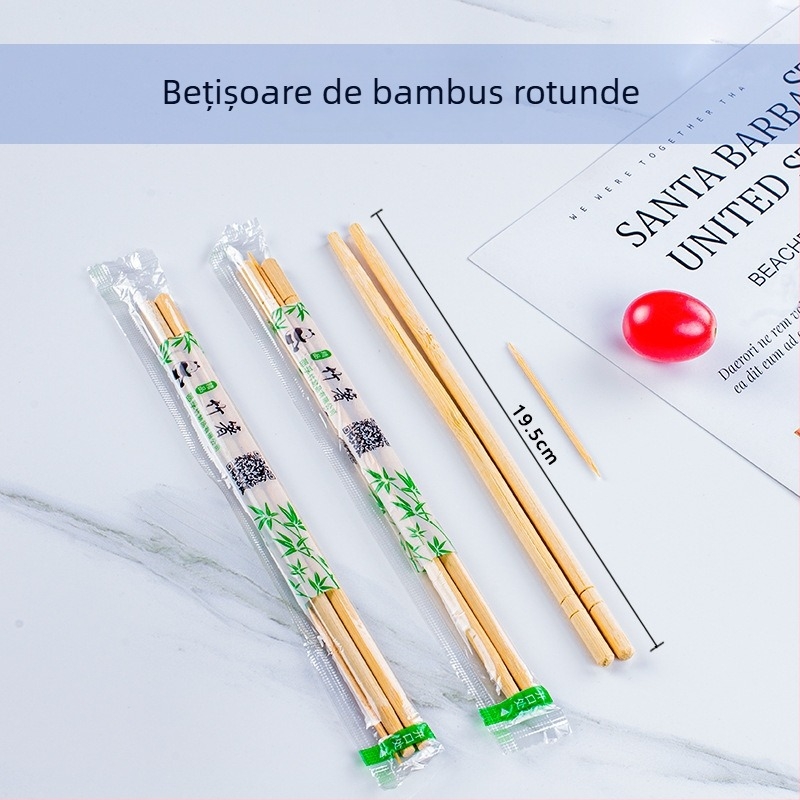 Bețișoare de bambus, de unică folosință, ambalate individual în pungile OPP — vârfuri rotunde igienice, compatibile cu microunde, personalizare logo