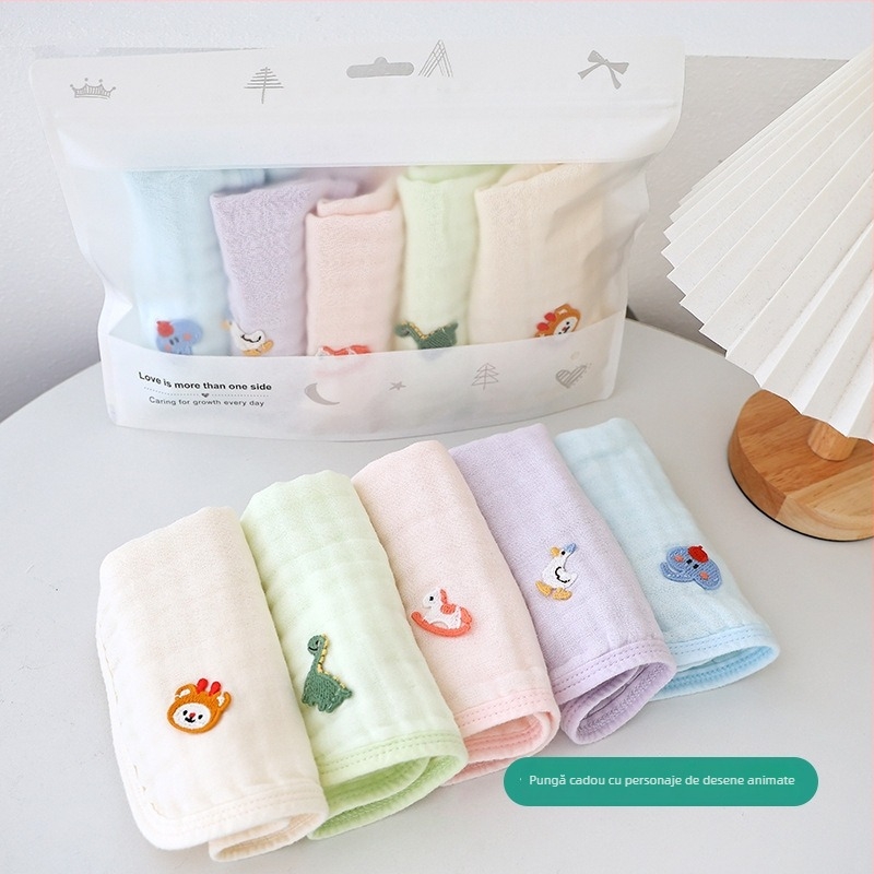 Prosop bebeluș cu bambus-bumbac, 40 buc, țesătură simplă, personalizare disponibilă
