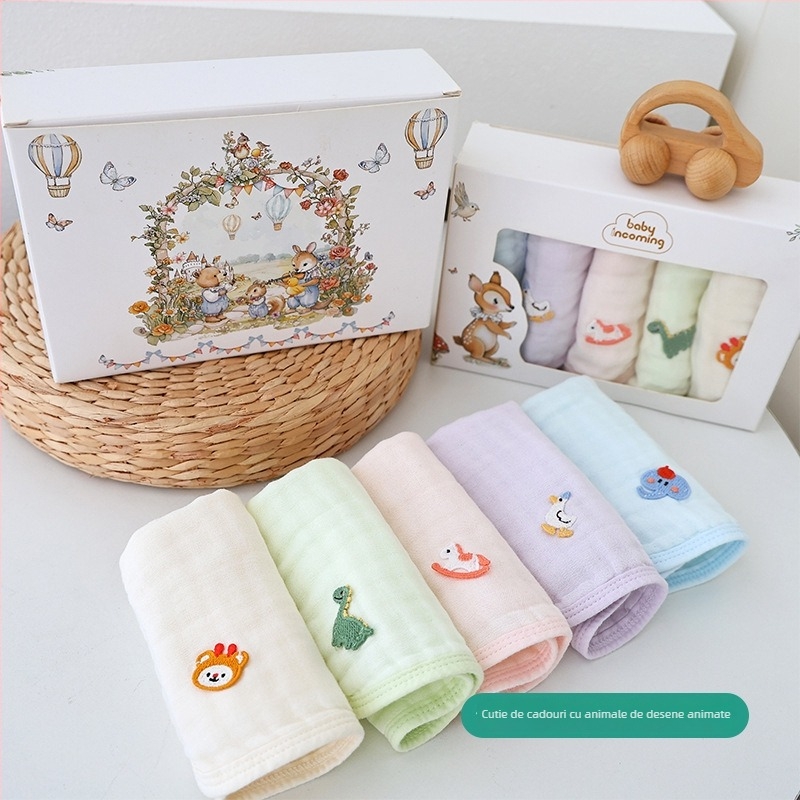 Prosop bebeluș cu bambus-bumbac, 40 buc, țesătură simplă, personalizare disponibilă