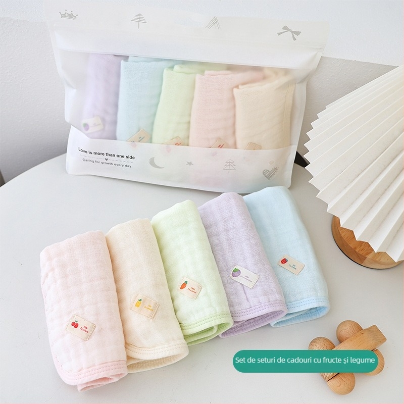 Prosop bebeluș cu bambus-bumbac, 40 buc, țesătură simplă, personalizare disponibilă