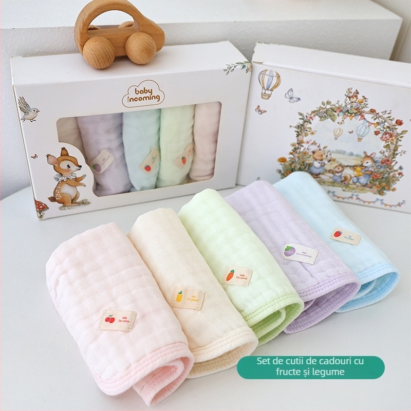 Prosop bebeluș cu bambus-bumbac, 40 buc, țesătură simplă, personalizare disponibilă