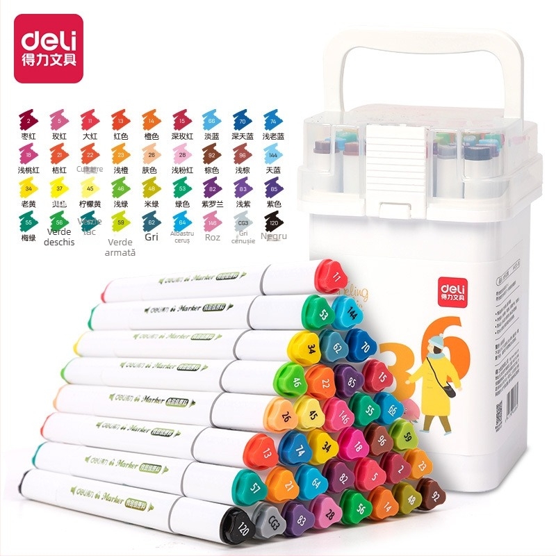 Marker Deli pentru copii, de calitate alimentară, cu capete duble, lavabil, pe bază de apă, non-toxic