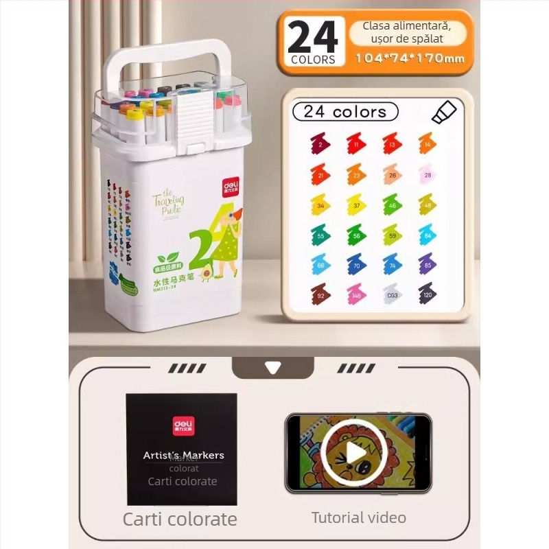 Marker Deli pentru copii, de calitate alimentară, cu capete duble, lavabil, pe bază de apă, non-toxic