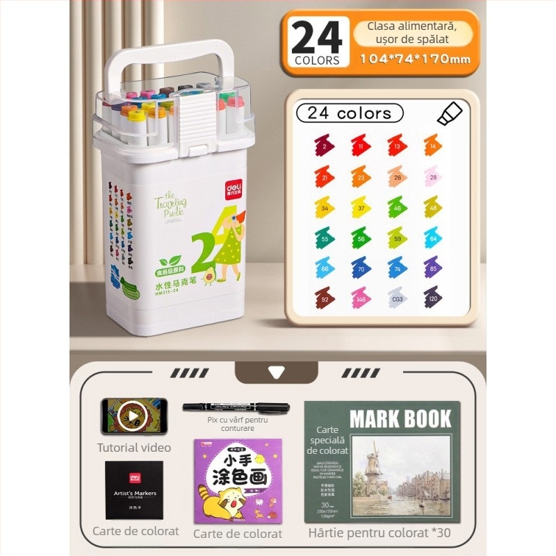 Marker Deli pentru copii, de calitate alimentară, cu capete duble, lavabil, pe bază de apă, non-toxic