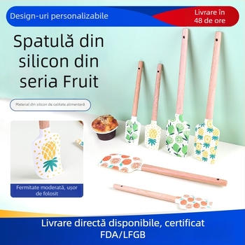 Spatulă din silicon pentru coacere cu mână din lemn (Brand HY; Material: silicon; Potrivit pentru creme și glazură)