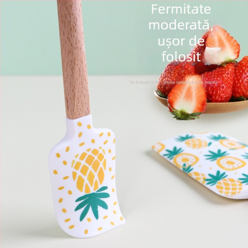 Spatulă din silicon pentru coacere cu mână din lemn (Brand HY; Material: silicon; Potrivit pentru creme și glazură)