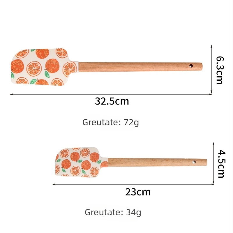Spatulă din silicon pentru coacere cu mână din lemn (Brand HY; Material: silicon; Potrivit pentru creme și glazură)