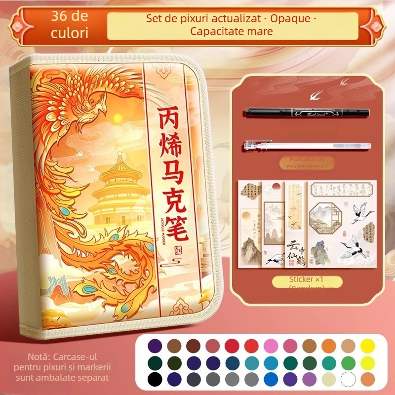 Chalk Time pixuri acuarelă și marker acrilic, în stil chinezesc, cu vârf moale, care se pot suprapune, pentru elevii din învățământul primar