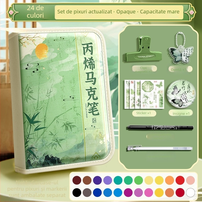 Chalk Time pixuri acuarelă și marker acrilic, în stil chinezesc, cu vârf moale, care se pot suprapune, pentru elevii din învățământul primar