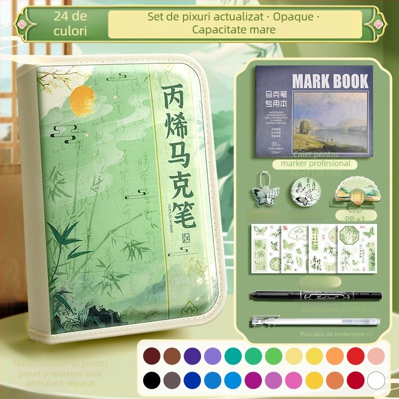 Chalk Time pixuri acuarelă și marker acrilic, în stil chinezesc, cu vârf moale, care se pot suprapune, pentru elevii din învățământul primar
