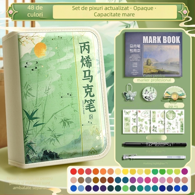 Chalk Time pixuri acuarelă și marker acrilic, în stil chinezesc, cu vârf moale, care se pot suprapune, pentru elevii din învățământul primar