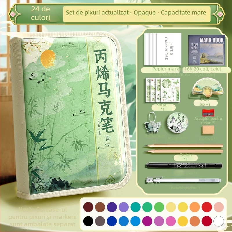 Chalk Time pixuri acuarelă și marker acrilic, în stil chinezesc, cu vârf moale, care se pot suprapune, pentru elevii din învățământul primar