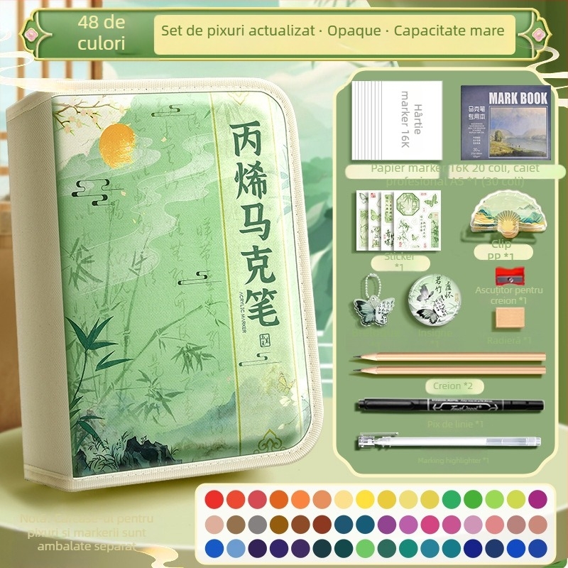 Chalk Time pixuri acuarelă și marker acrilic, în stil chinezesc, cu vârf moale, care se pot suprapune, pentru elevii din învățământul primar