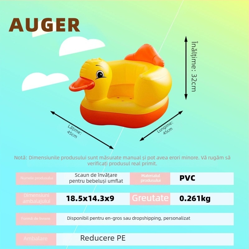 Scaun de învățare gonflabil pentru sugari – PVC, funcție muzicală, design rață (0-3 ani) HAR TIGER