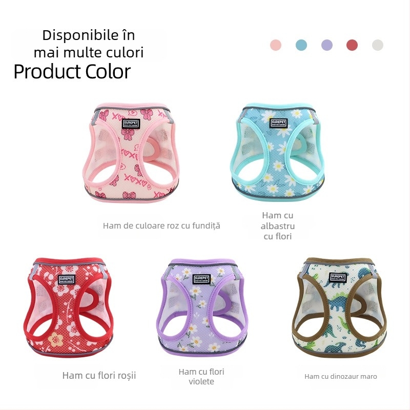 Ham de piept pentru câini reflectorizant, confortabil, respirabil, anti-spargere (Poliester; ham de piept; ne-extensibil; 200 bucăți)