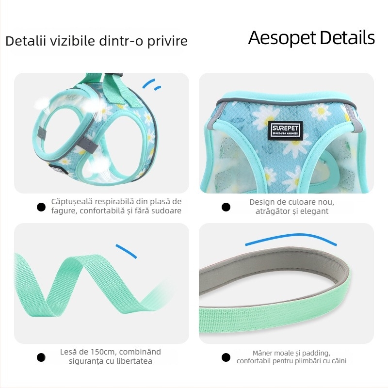 Ham de piept pentru câini reflectorizant, confortabil, respirabil, anti-spargere (Poliester; ham de piept; ne-extensibil; 200 bucăți)