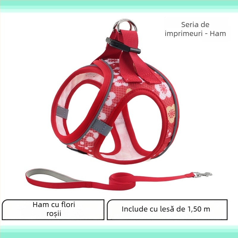 Ham de piept pentru câini reflectorizant, confortabil, respirabil, anti-spargere (Poliester; ham de piept; ne-extensibil; 200 bucăți)